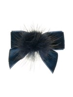 Siena Siena fluwelen strik  donkerblauw met  bontje