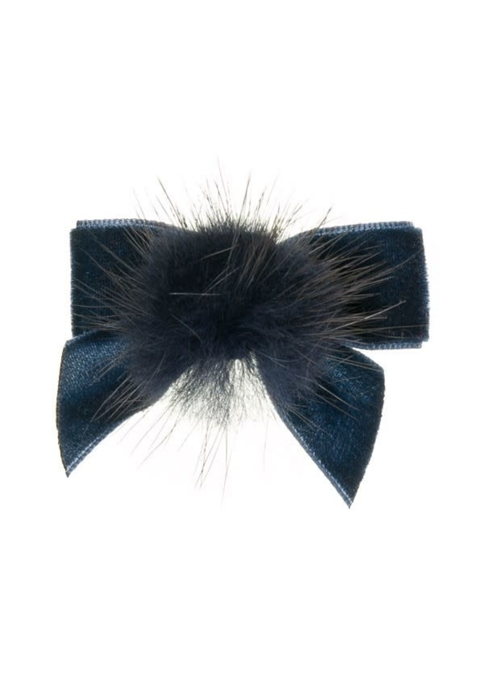 Siena Siena fluwelen strik  donkerblauw met  bontje