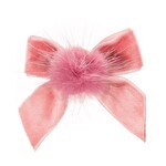 Siena Siena fluwelen strik  oud roze met  bontje