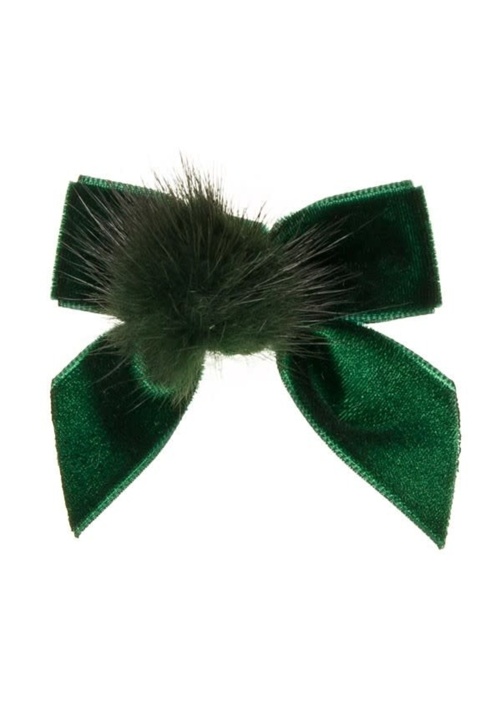 Siena Siena elastiek  groen met fluwelen strik en bontje