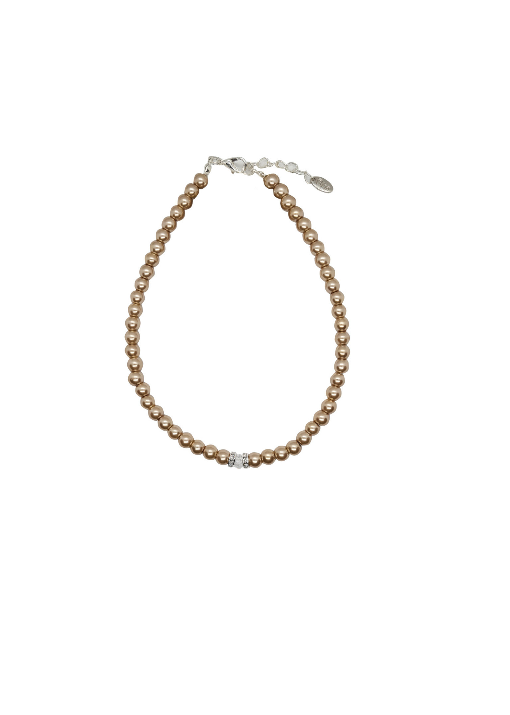 Rian Rian Parel ketting  beige met steentje