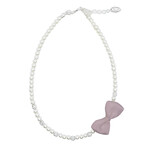 Rian Rian Parelketting met  oud roze satijnen strikje