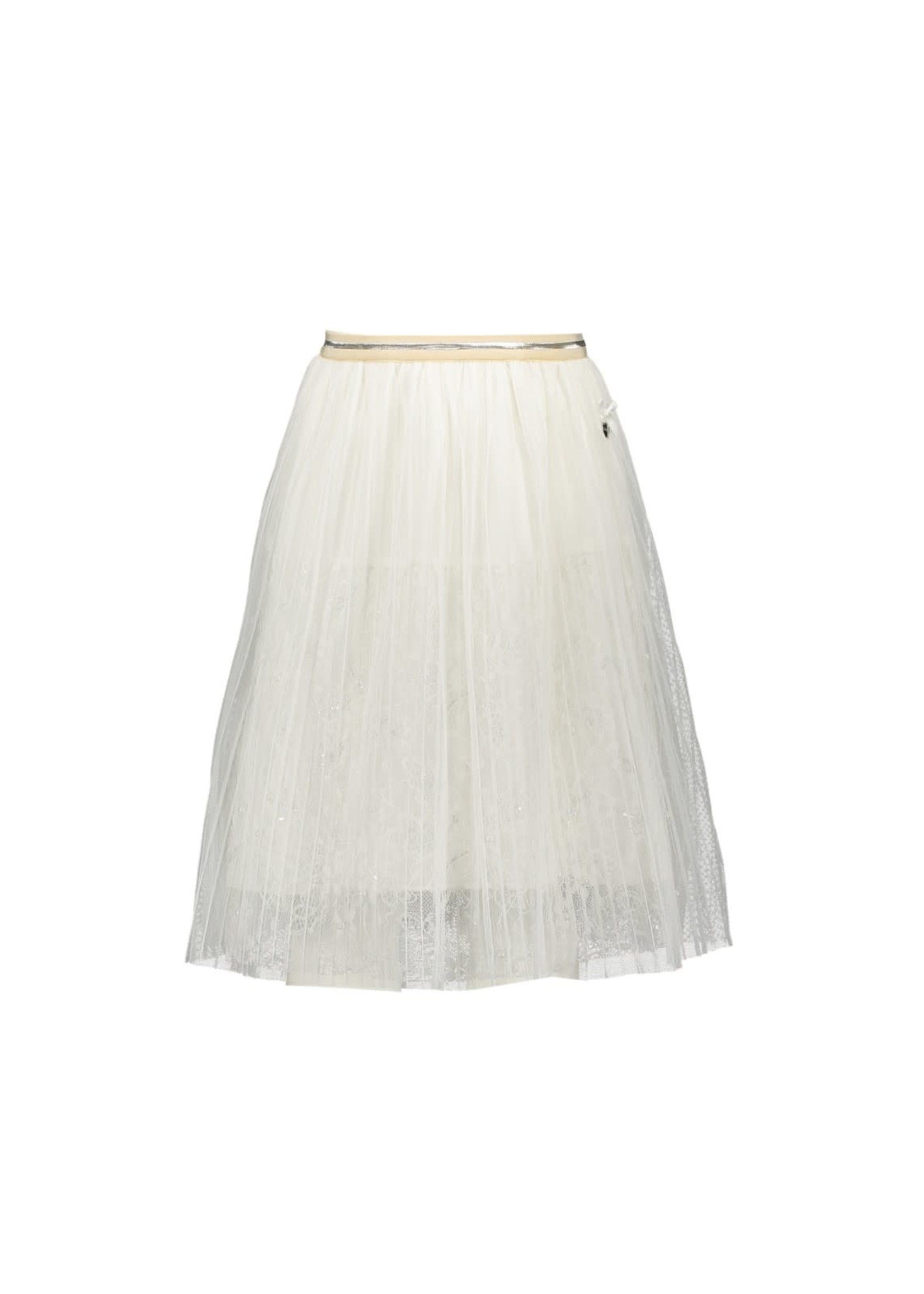 Le Chic Le Chic long skirt with net & pearls C012-5700 Off White