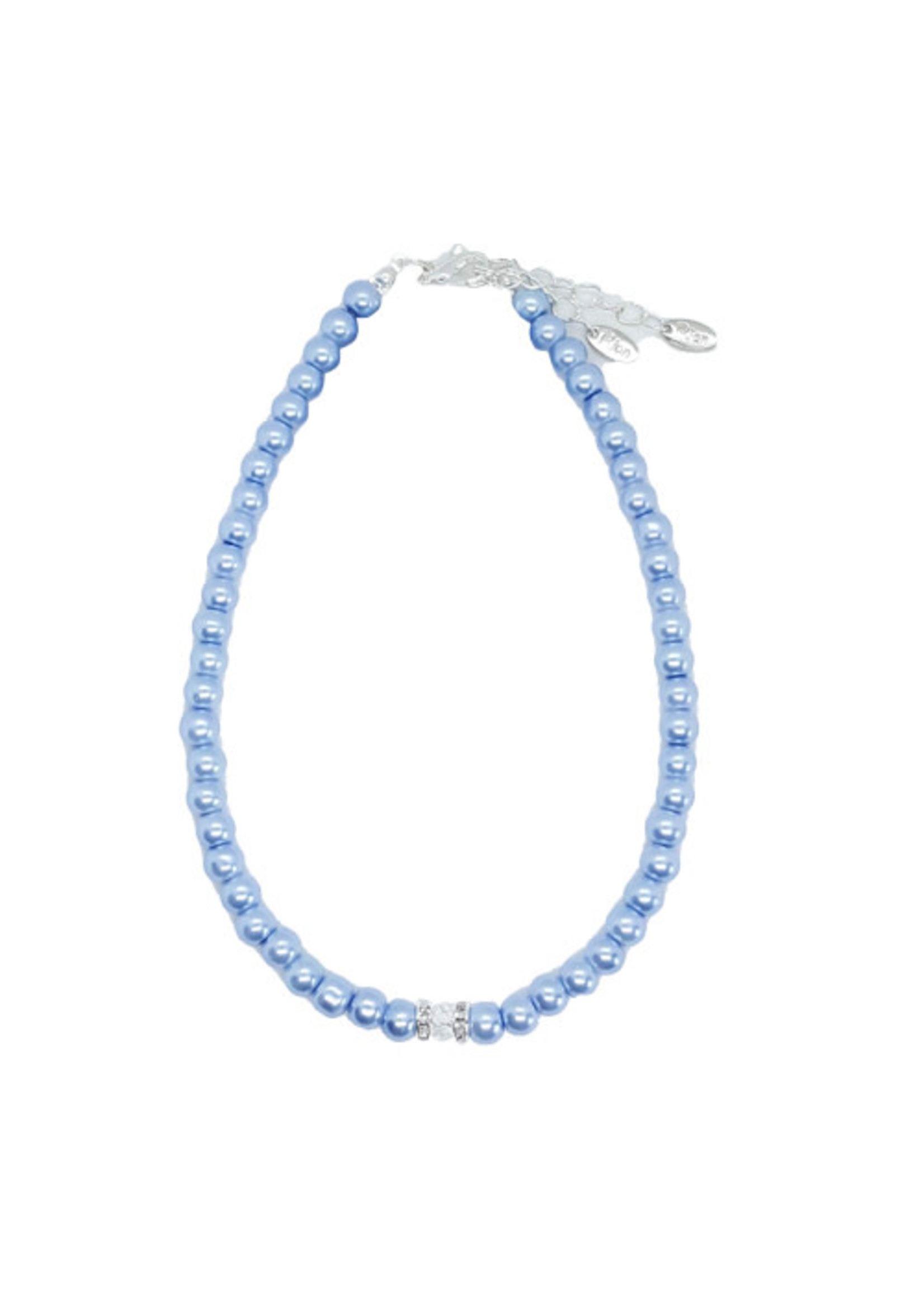 Rian Rian Parel ketting  l blauw met steentje