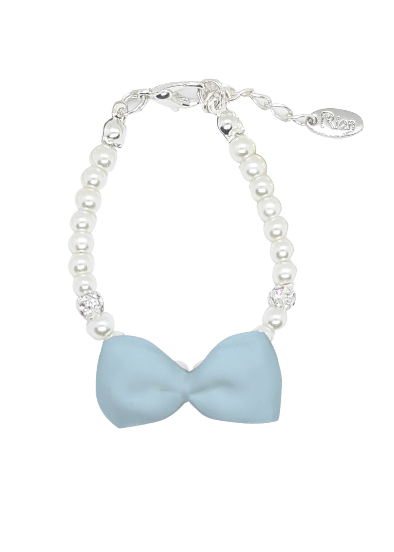 Rian Rian Parelarmbandje lichtblauw strikje
