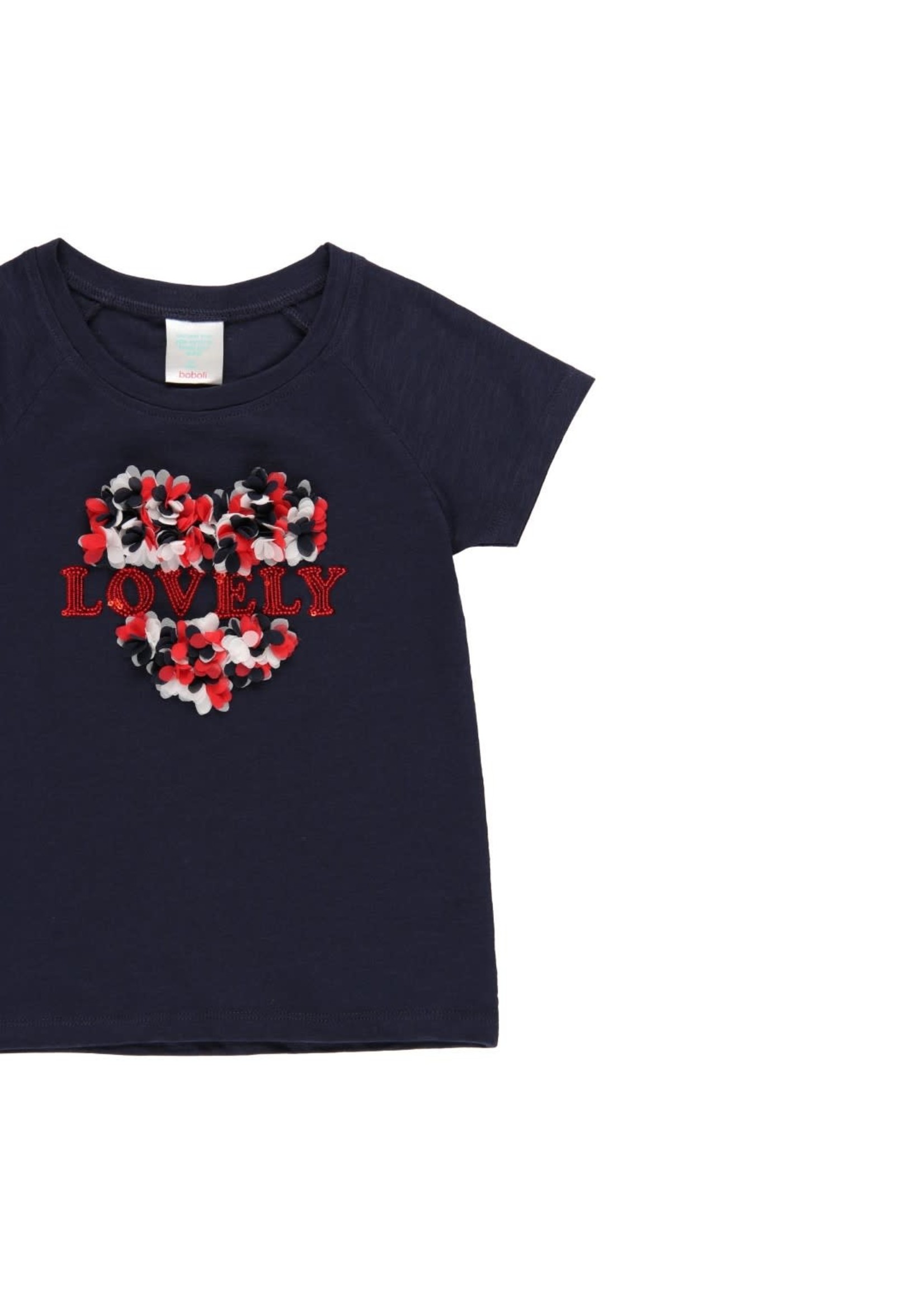 Boboli Knit t-Shirt flame "heart" for girl NAVY 452045