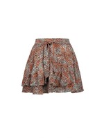 Nobell Nobell Noa short skirt with fancy frill in Leopard AOP Q102-3700 Ginger