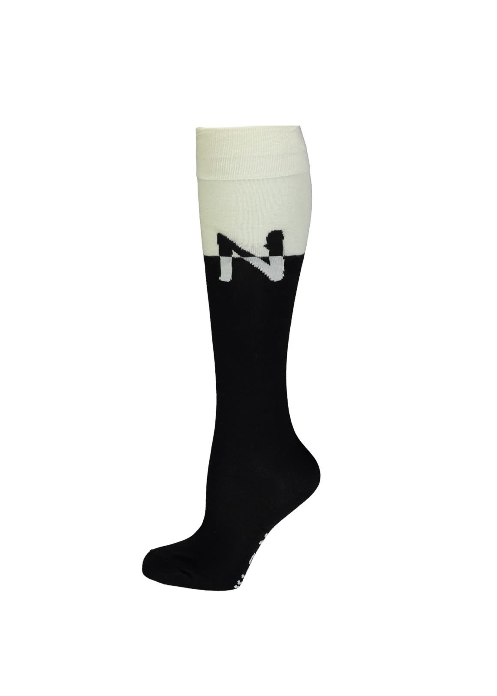 Nobell Nobell Roxy long black n white sock Q102-3902 Jet Black