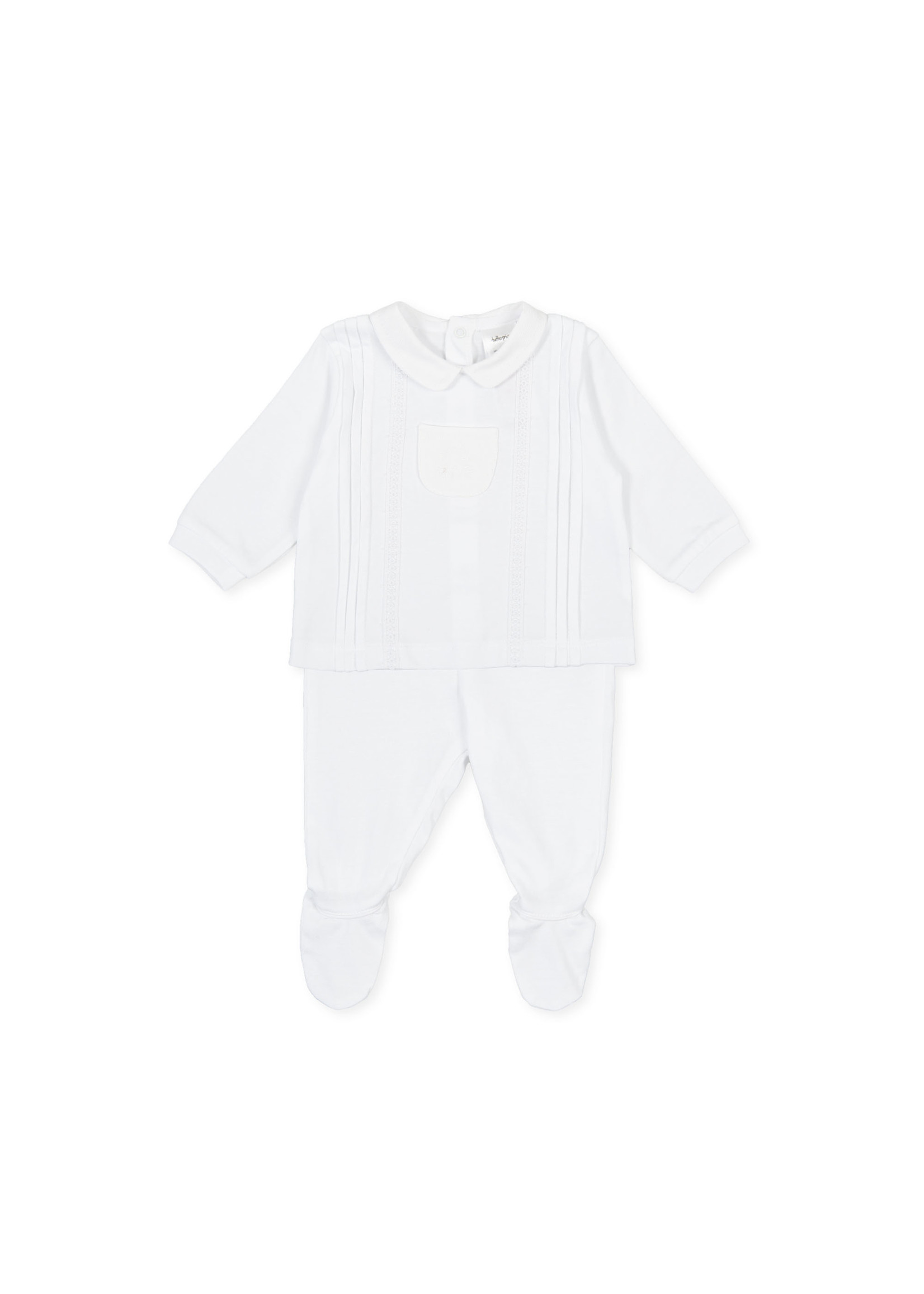 Tutto Piccolo Tutto Piccolo 2 PCS PYJAMA WITH FEET P.New born OPTICAL WHITE