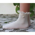 Meia Pata Meia Pata Short Socks With Lace and Pearl Botton 01 White