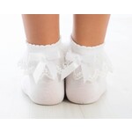 Meia Pata Meia Pata Peaked Short Socks With Tule and Satin Bow Back 01 White