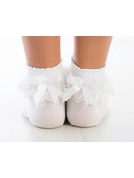 Meia Pata Meia Pata Peaked Short Socks With Tule and Satin Bow Back 01 White