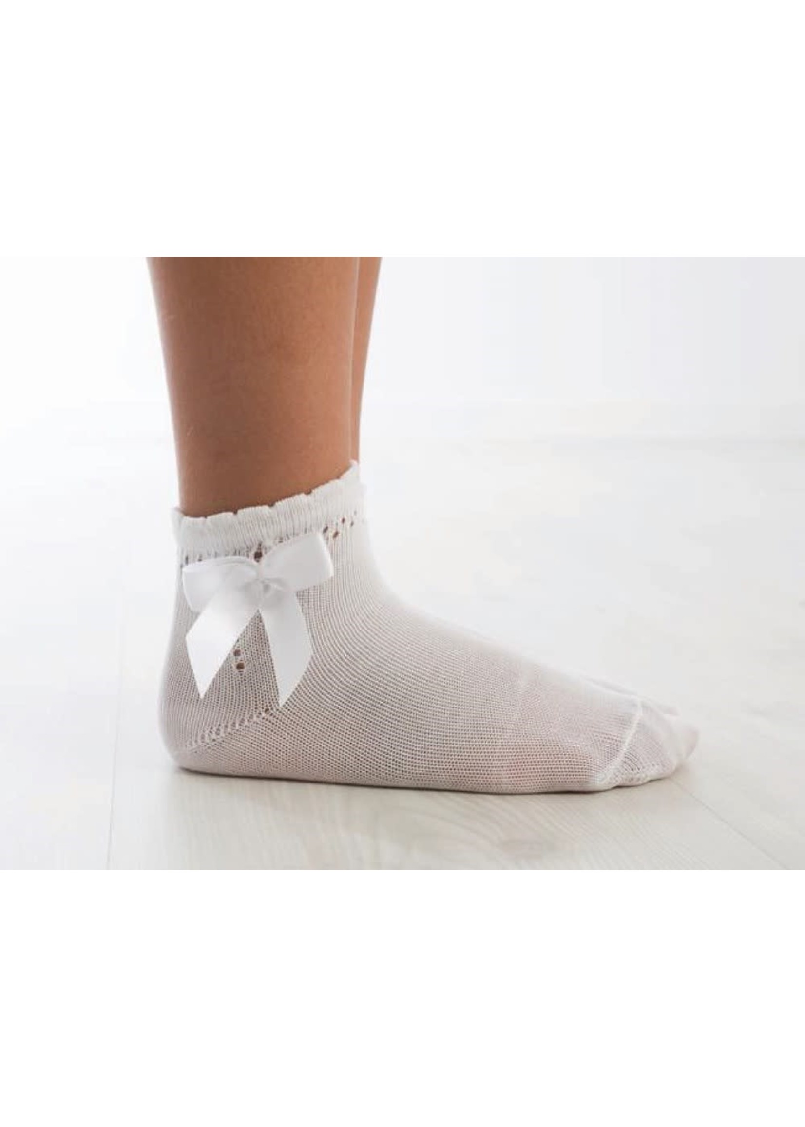 Meia Pata Meia Pata Short Socks Perle Satin Bow 01 White