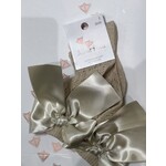 Meia Pata Meia Pata Peaked Short Socks With Tule and Satin Bow Back 33 Gold Lurex 33