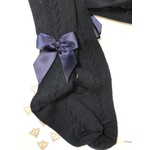 Meia Pata Meia Pata Tights Fish With Knot Satin Bow 14 Navy Blue