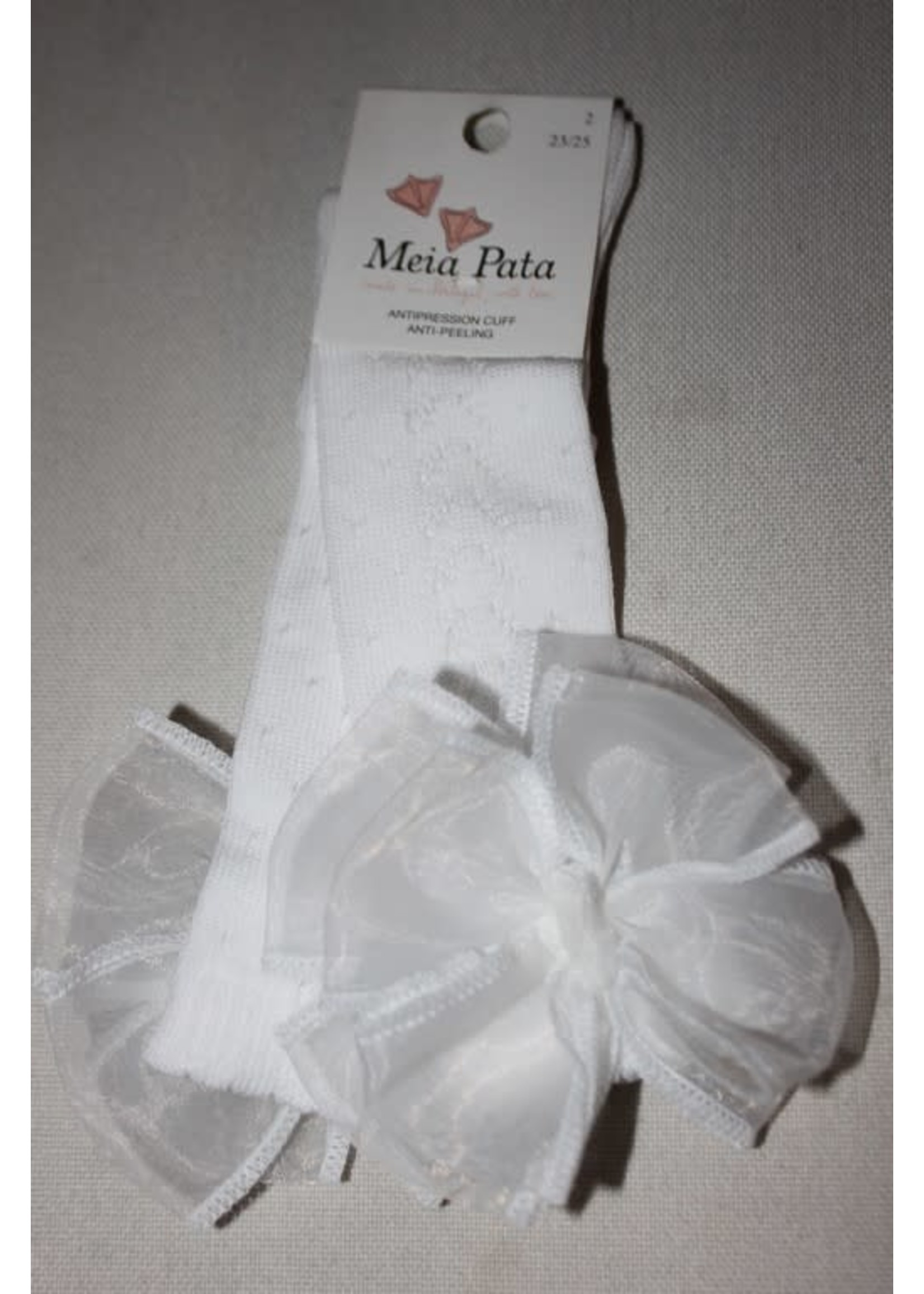 Meia Pata Meia Pata Kneesocks New Spike With Organza Bow 01 White