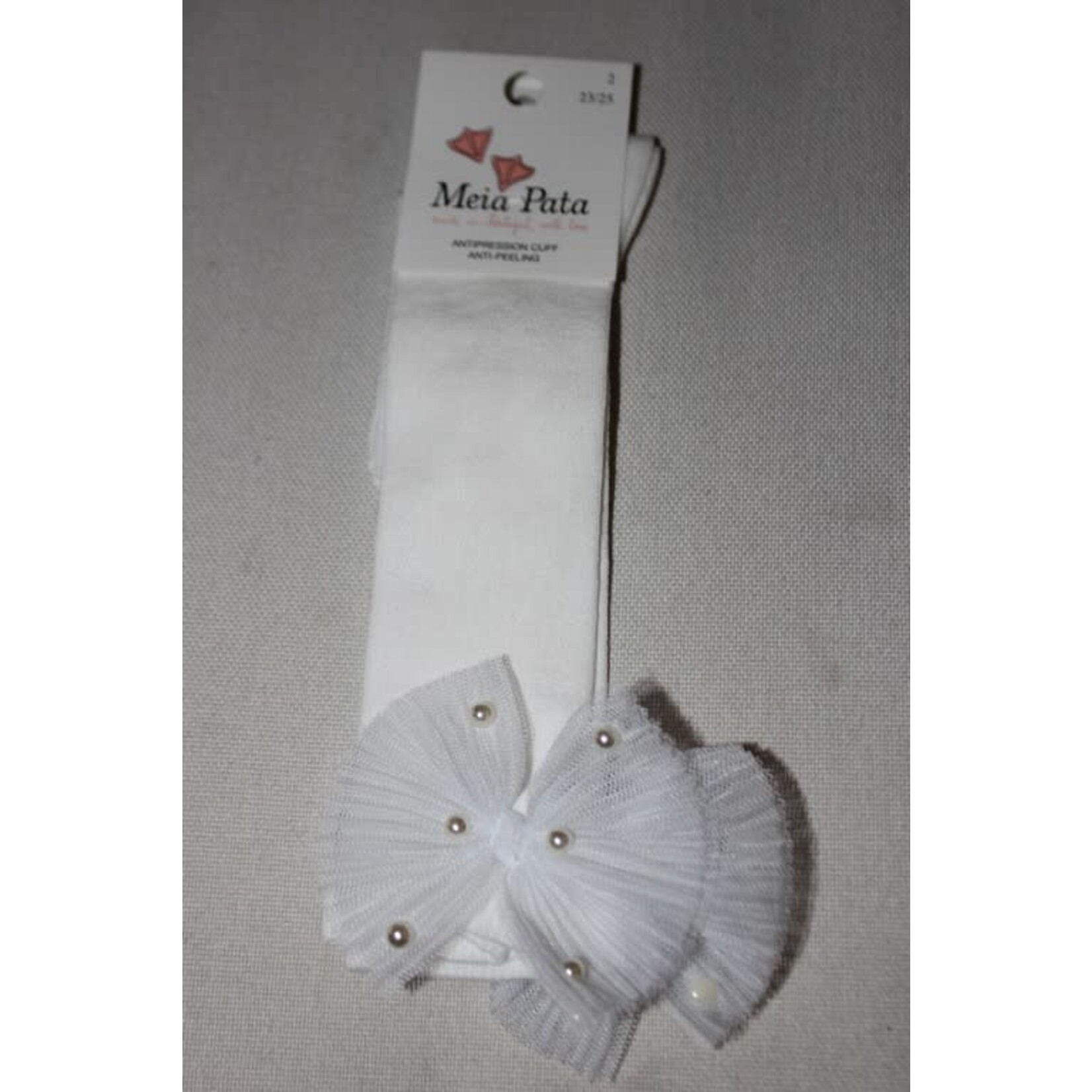 Meia Pata Meia Pata Kneesocks With Tule Bow With Pearls 35 Ivory