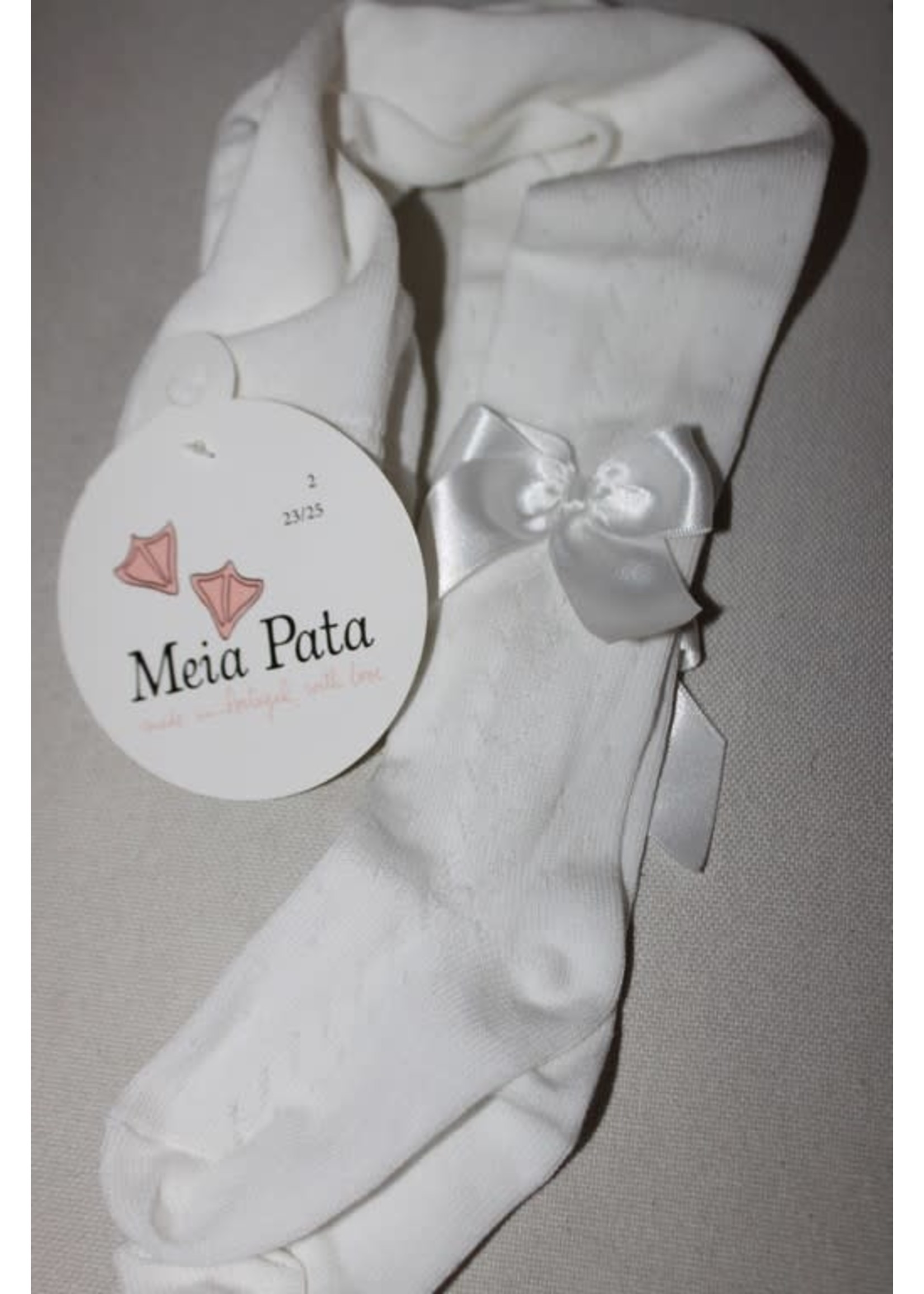 Meia Pata Meia Pata Tights New Spike With Satin Bow 01 White