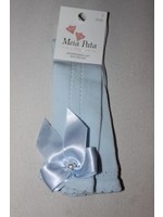 Meia Pata Meia Pata Peaked Short Socks With Satin Bow and Pearl Botton 11 Baby Blue