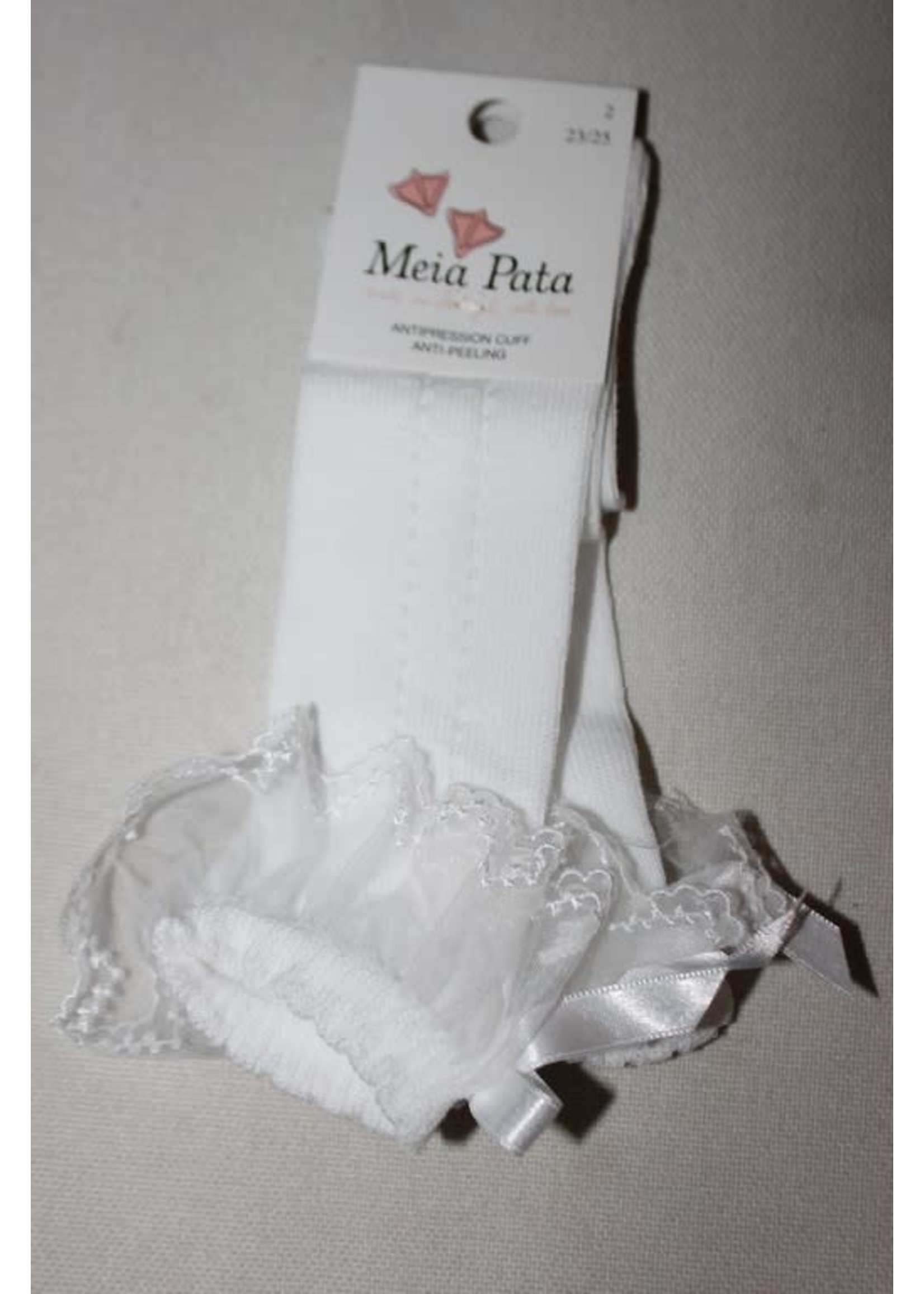 Meia Pata Meia Pata Perle Kneesocks With Tule and Satin Bow Back 01 White