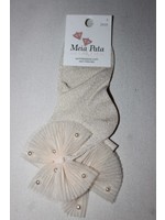 Meia Pata Meia Pata Short Socks Tule Bow With Pearls 47 Ivory Lurex