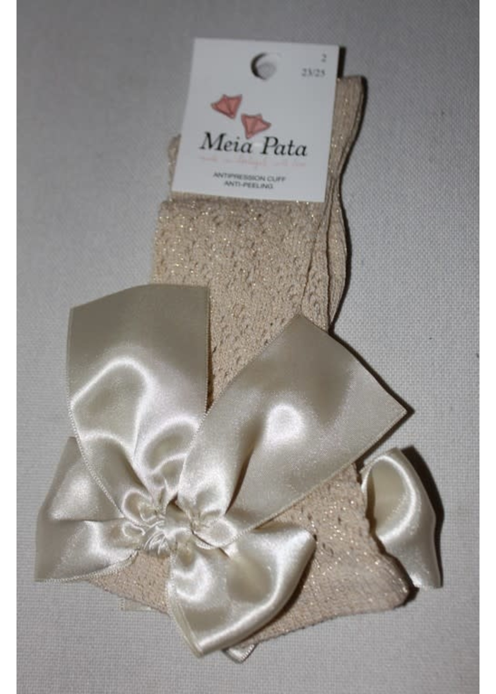 Meia Pata Meia Pata Fish Kneesocks With Knot Satin Bow 33 Gold Lurex 33