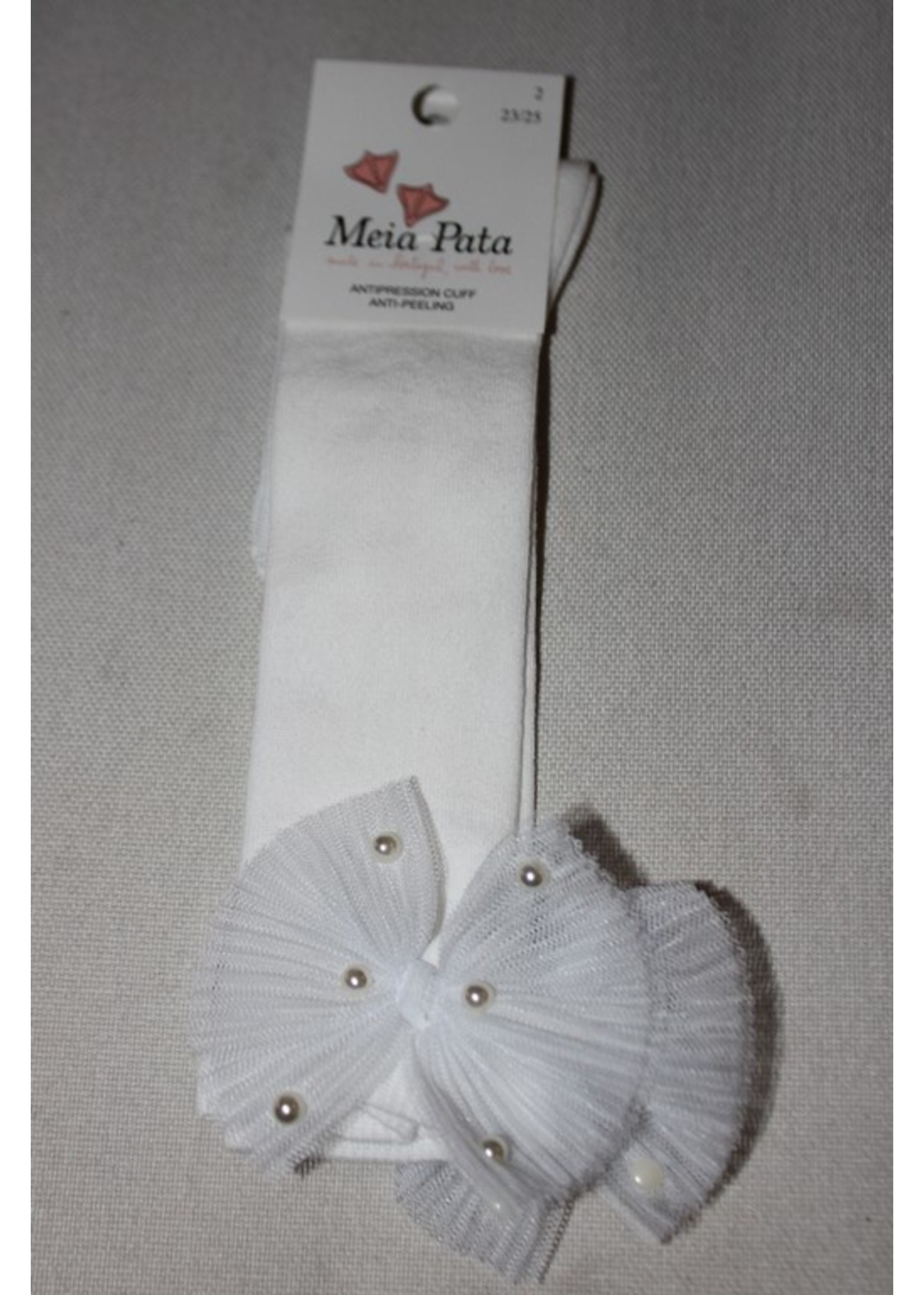 Meia Pata Meia Pata Kneesocks With Tule Bow With Pearls 01 White