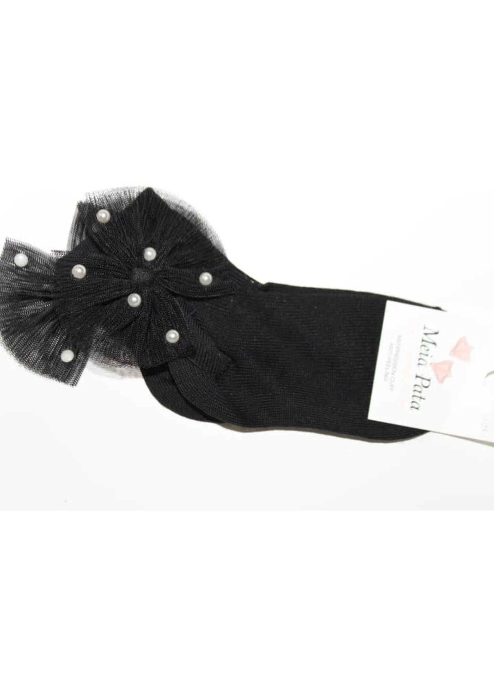 Meia Pata Meia Pata Short Socks Tule Bow With Pearls 05 Black