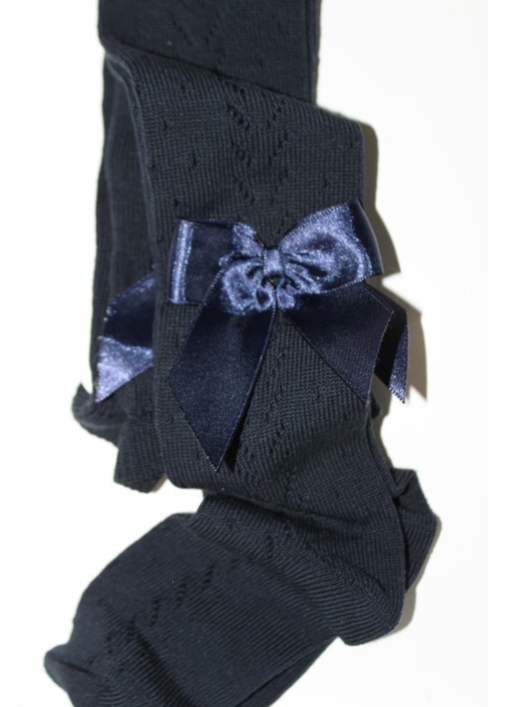 Meia Pata Meia Pata Tights New Spike With Satin Bow 14 Navy Blue
