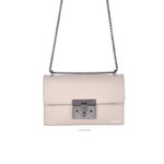 Tas LEER  beige met donkere ketting
