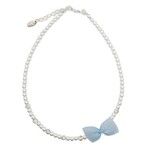 Rian Rian Parel ketting  met  l.blauweorganza strikje