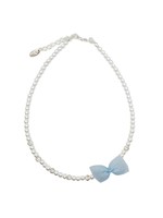 Rian Rian Parel ketting  met  l.blauweorganza strikje