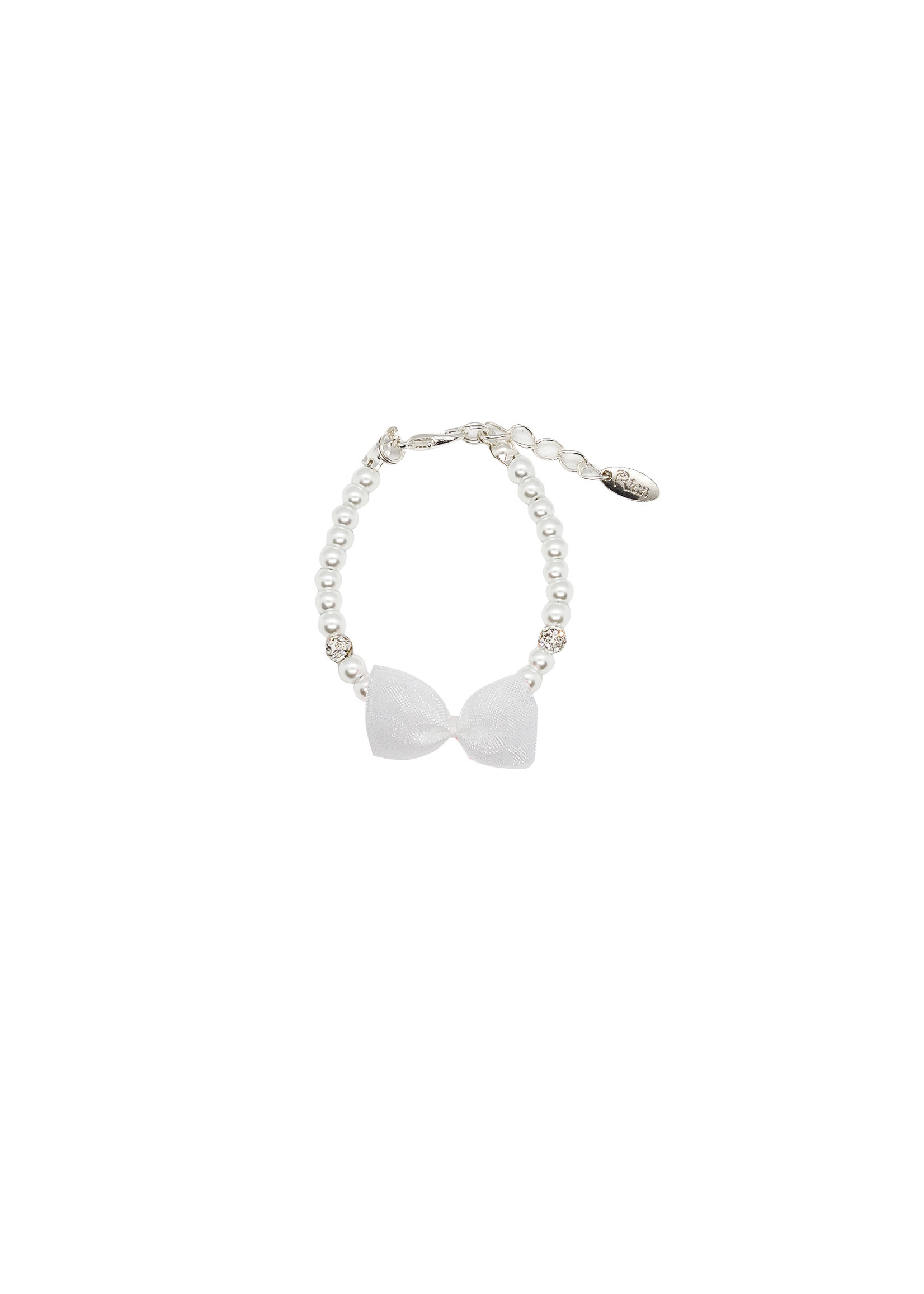 Rian Rian Parel armbandje met wit organza strikje