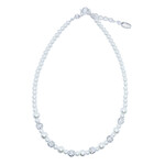 Rian Rian Parel ketting  wit met glittersteentjes