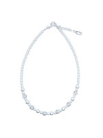 Rian Rian Parel ketting  wit met glittersteentjes