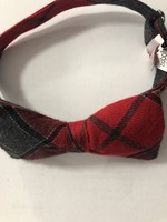 Strik rood  /grijs geruit wol