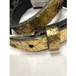Riem goud kroko smal 2 cm met gouden gesp