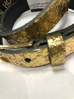 Riem goud kroko smal 2 cm met gouden gesp
