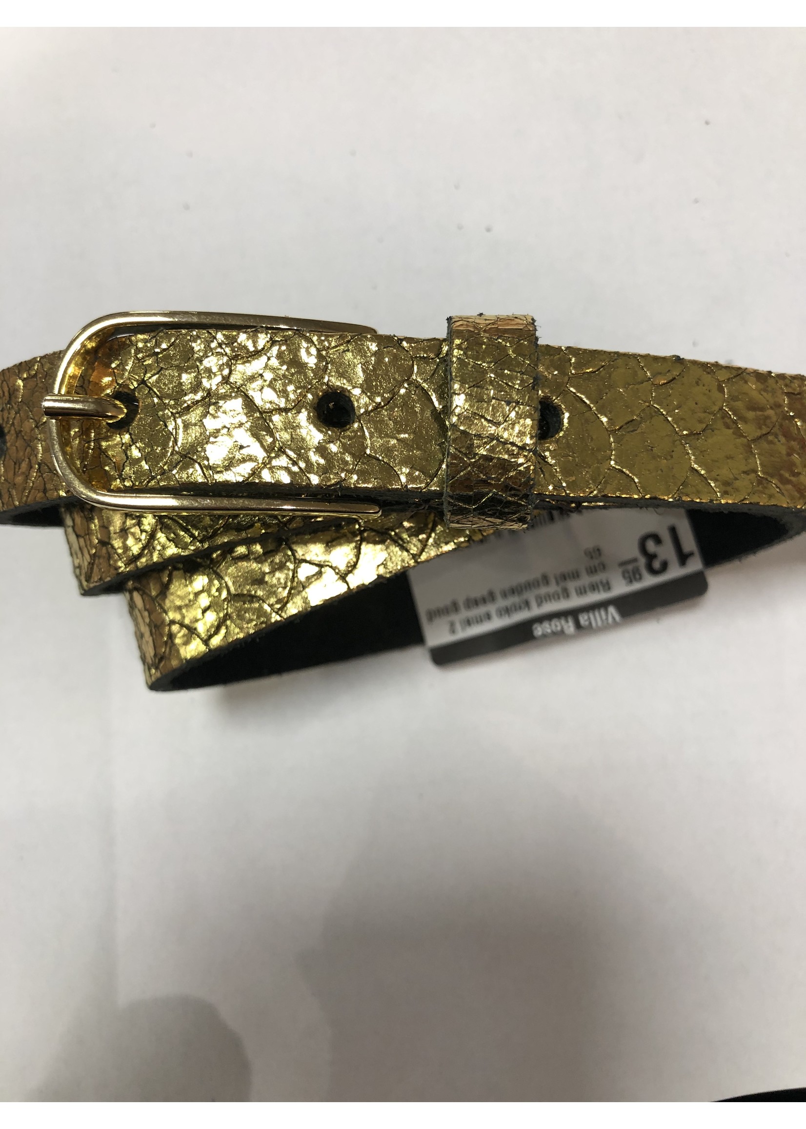 Riem goud kroko smal 2 cm met gouden gesp