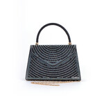 Tas zwart glitter met beugel en extra ketting