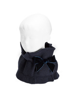 Condor Condor kolsjaal donkerblauw met fluwelen strik