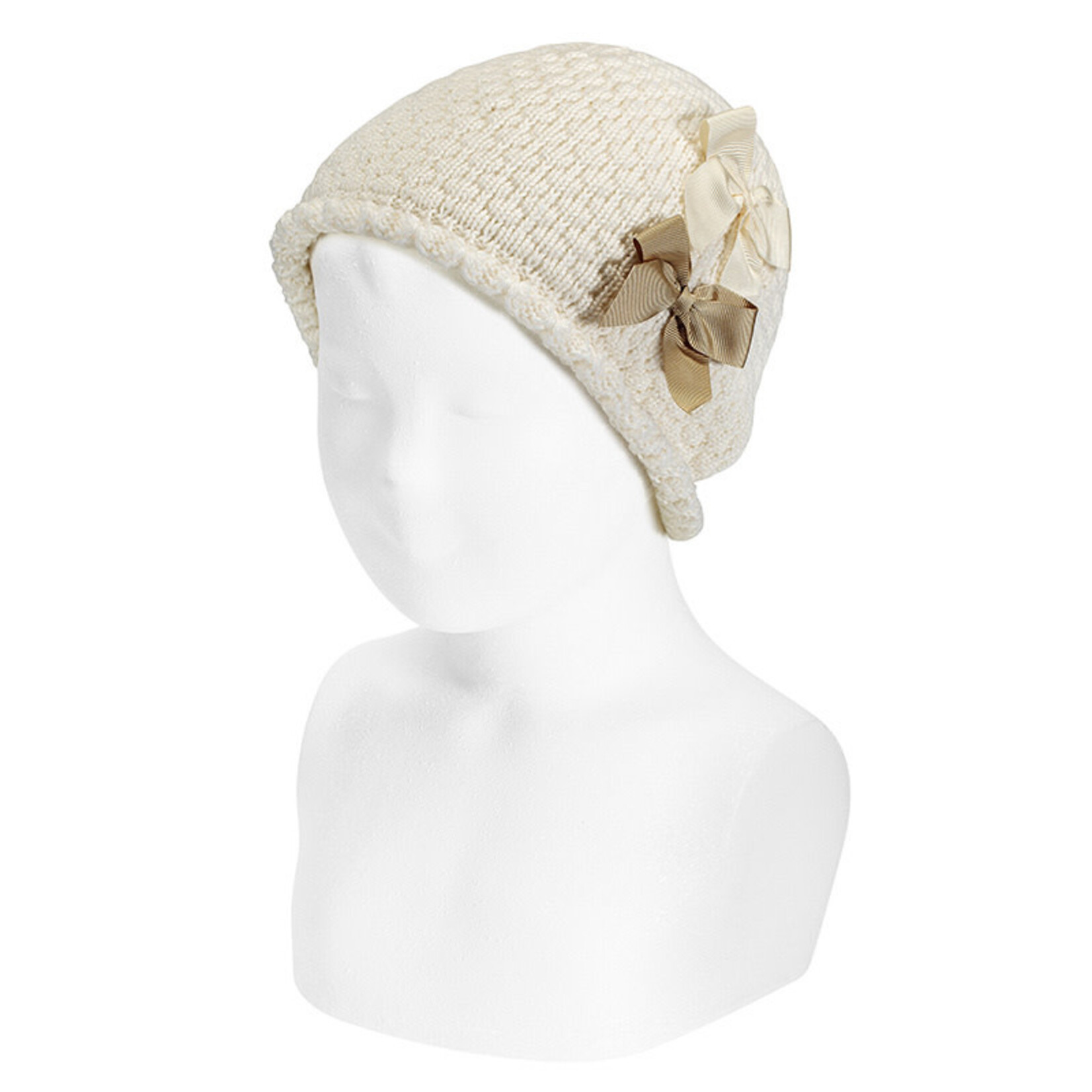 Condor Condor muts off white met strikken
