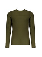 Nobell Nobell Karen l/sl rib tshirt with buttons at shoulder Q108-3401 Army Green