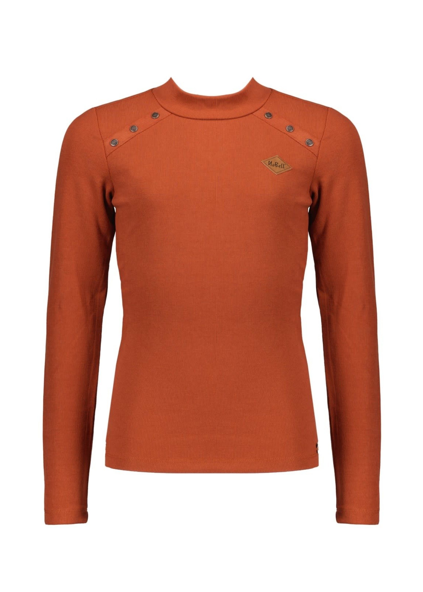 Nobell Nobell Kara l/sl rib tshirt with metal buttons+turtle neck Q108-3402 Piment