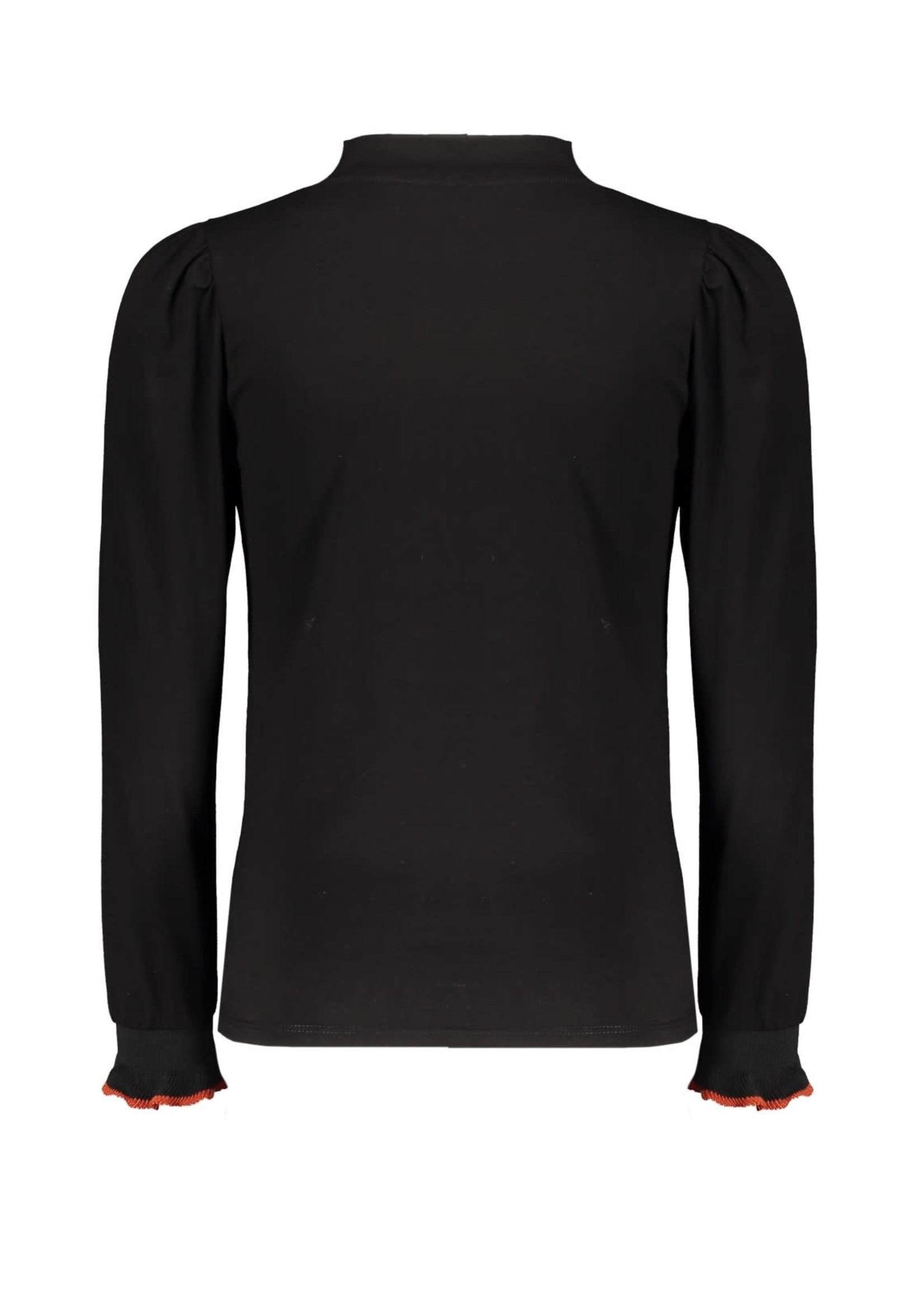 Nobell Nobell Kiss tshirt l/sl with puffed shoulder+small turtle neck Q108-3404 Jet Black
