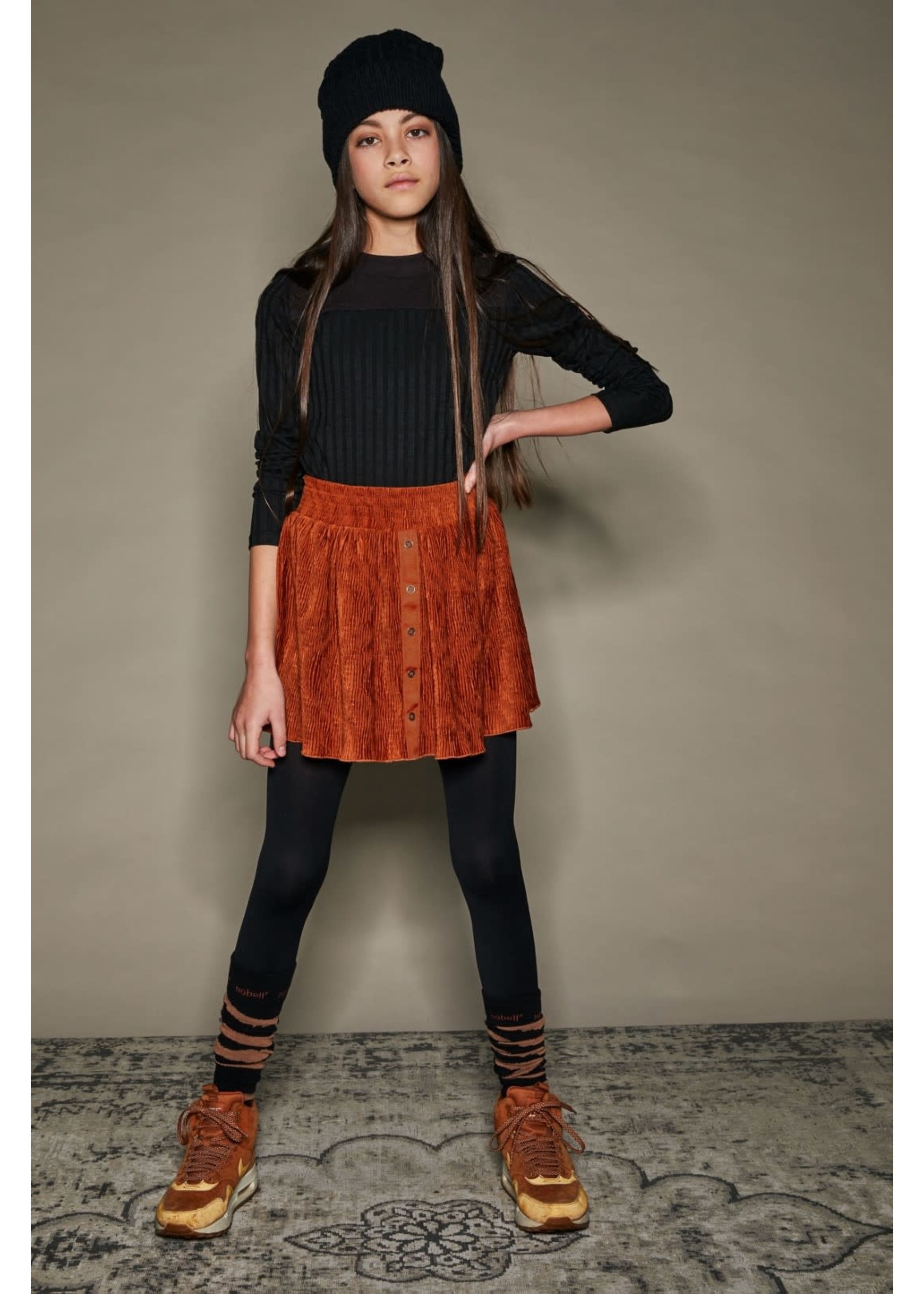 Nobell Nobell Nele crincle velvet skirt with placket at front Q108-3701 Piment