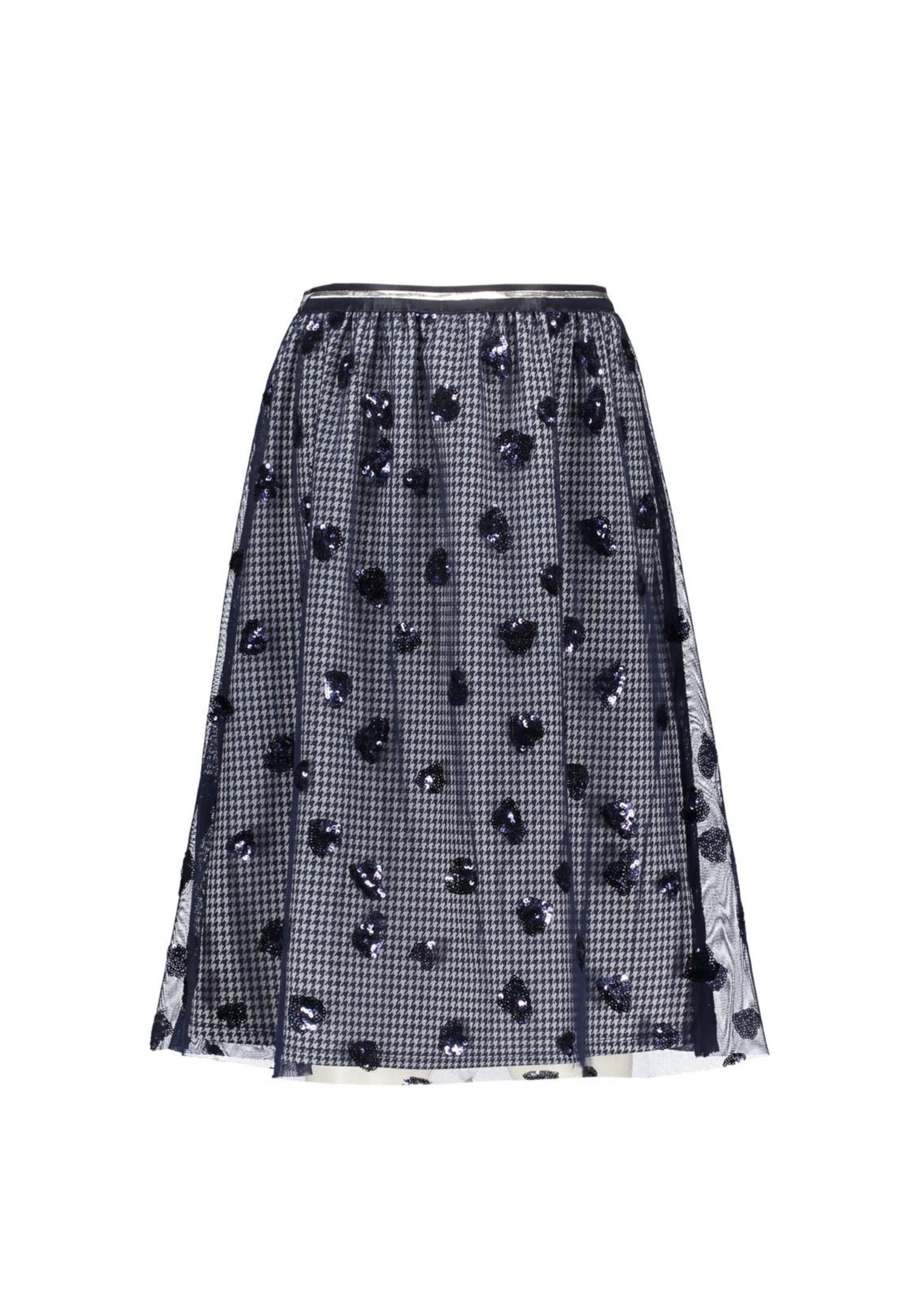 Le Chic Le Chic THALIA pied de poule maxi skirt C108-5717 Blue Navy