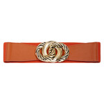 Riem elastisch oranje met gouden gesp