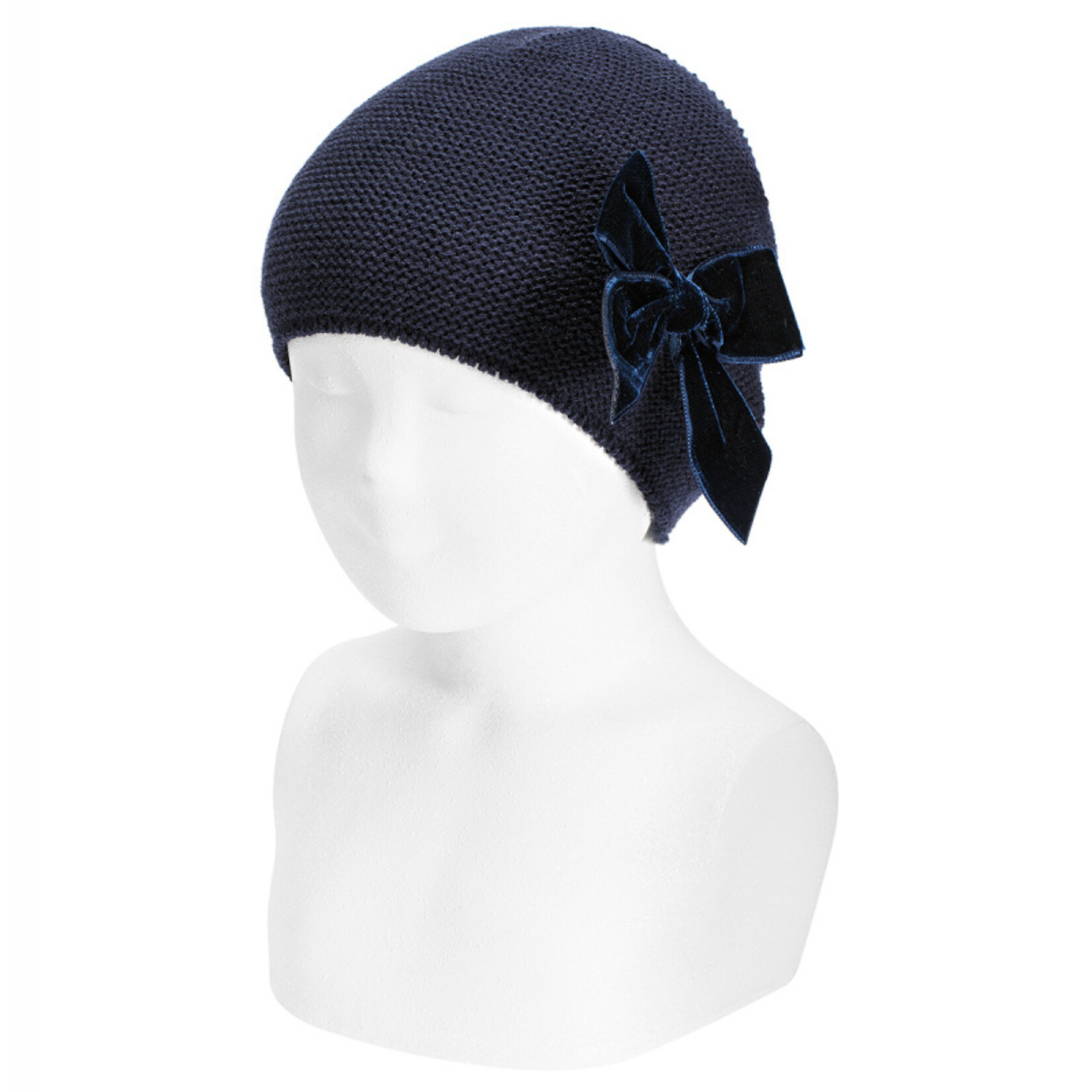 Condor Condor Muts donkerblauw  met fluwelen strik