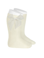 Condor Condor Kniekousen  off white met organza strikken